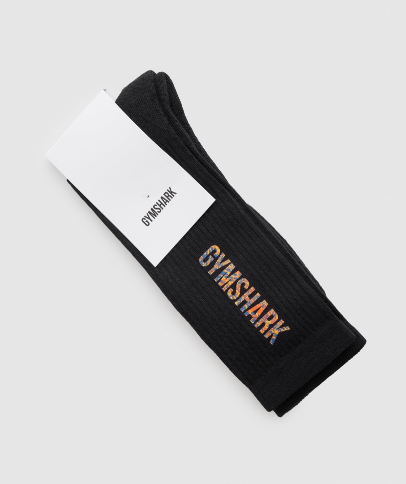 Gymshark Animal Print Crew κάλτσες μαύρες