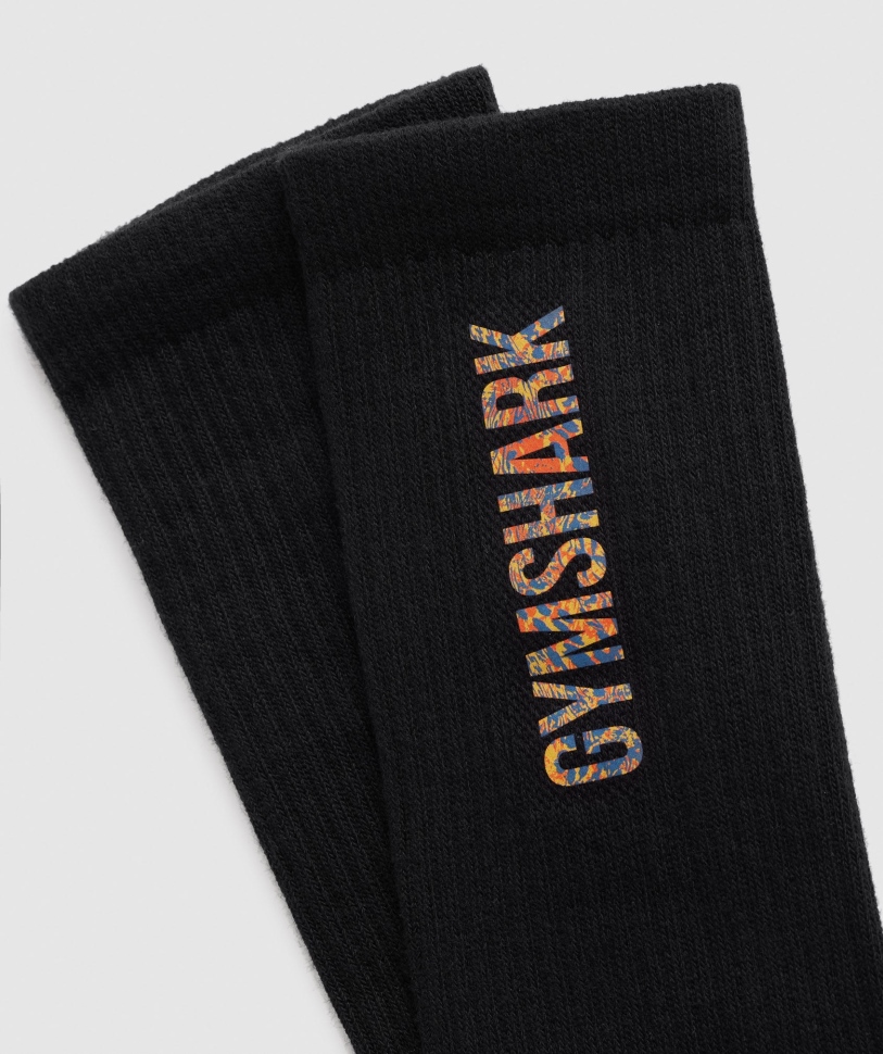Gymshark Animal Print Crew κάλτσες μαύρες