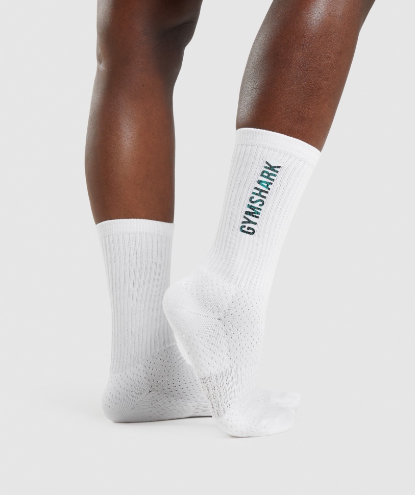 Gymshark Animal Print Crew κάλτσες λευκές