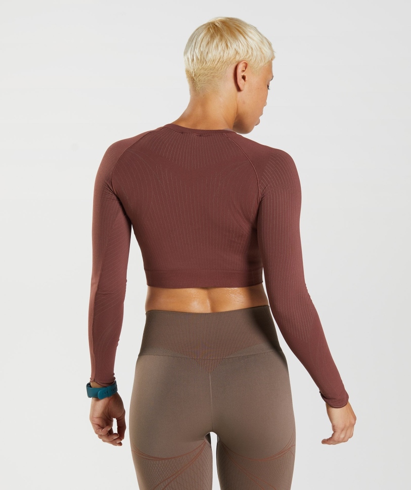 Gymshark Apex χωρίς ραφή Crop Top κεράσι καφέ-τρούφα