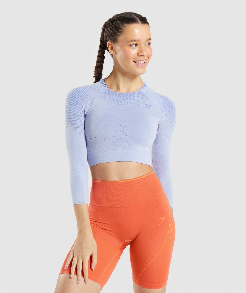 Gymshark Apex χωρίς ραφή Crop Top Lavender Blue-court Blue