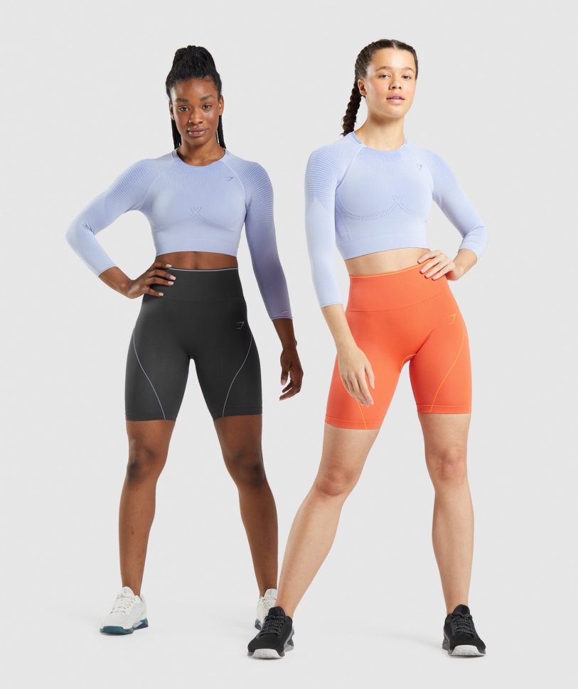 Gymshark Apex χωρίς ραφή Crop Top Lavender Blue-court Blue