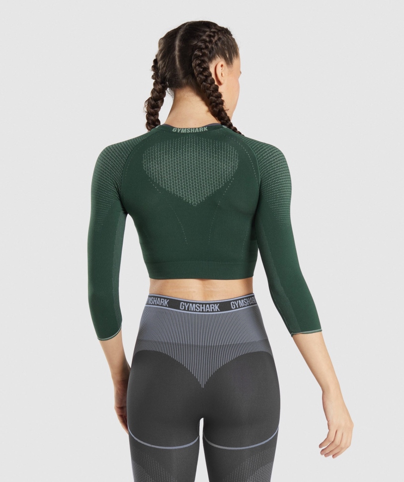 Gymshark Apex απρόσκοπτη Crop Top οψιανός πράσινο-αγγούρι πράσινο