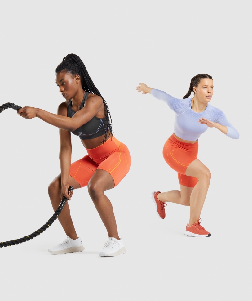 Gymshark Apex απρόσκοπτη ψηλή κοντή παπάγια πορτοκαλί-βερίκοκο πορτοκάλι