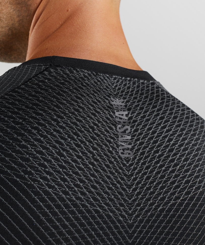 Gymshark Apex χωρίς ραφή μακρυμάνικο μπλουζάκι μαύρο-σιλουέτα γκρι