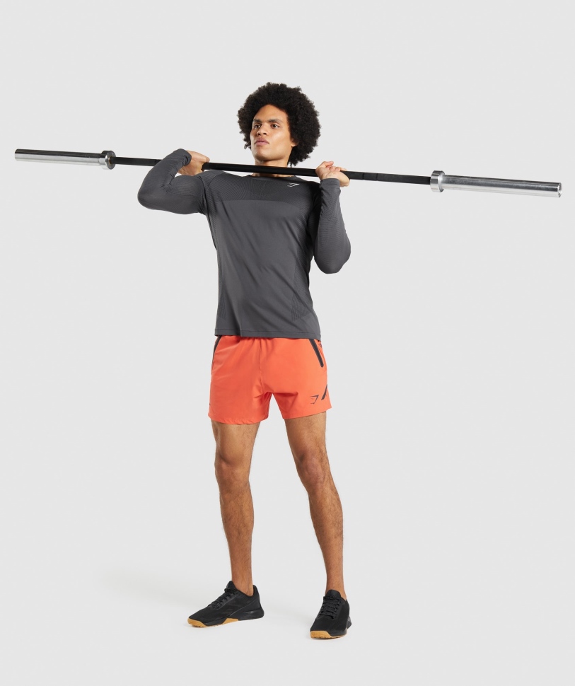 Gymshark Apex χωρίς ραφή μακρυμάνικο μπλουζάκι Onyx γκρι-μαύρο