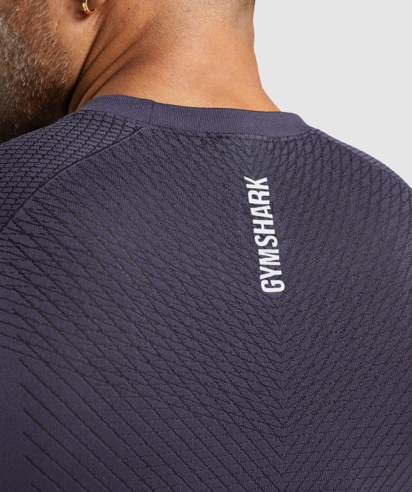 Gymshark Apex χωρίς ραφή μακρυμάνικο μπλουζάκι πλούσιο σε μωβ-μαύρο