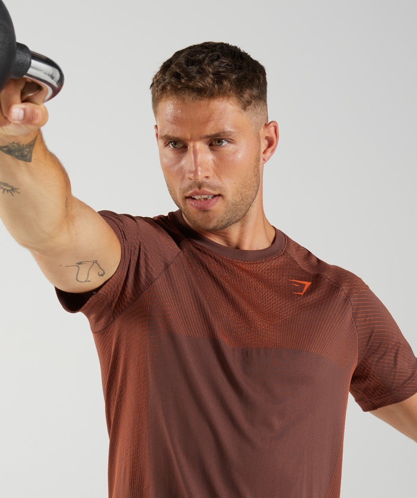 Gymshark Apex μπλουζάκι χωρίς ραφή κεράσι καφέ-πιπεριά κόκκινο