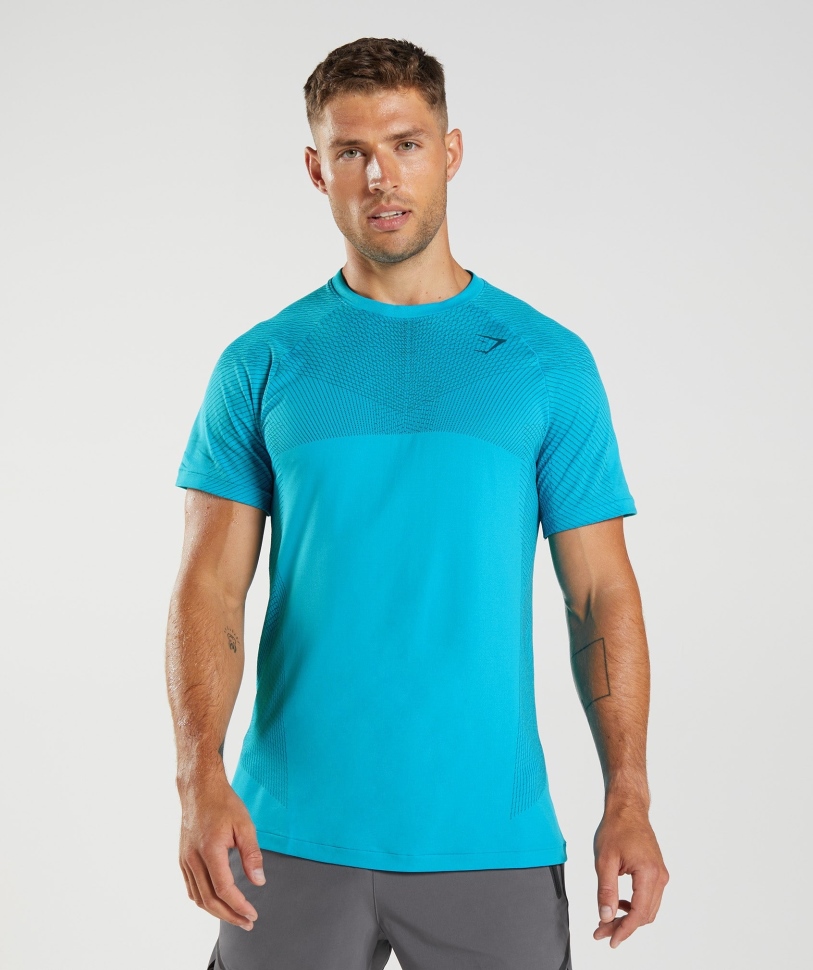 Gymshark Apex μπλουζάκι χωρίς ραφές Shark Blue-atlantic Blue