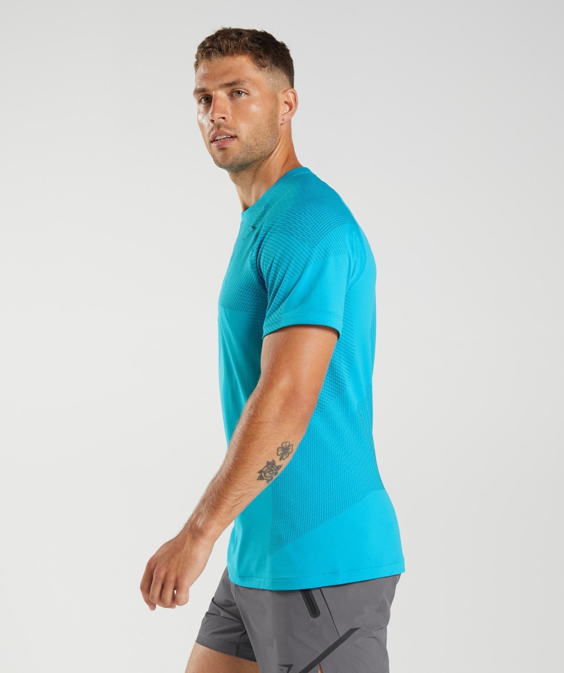 Gymshark Apex μπλουζάκι χωρίς ραφές Shark Blue-atlantic Blue