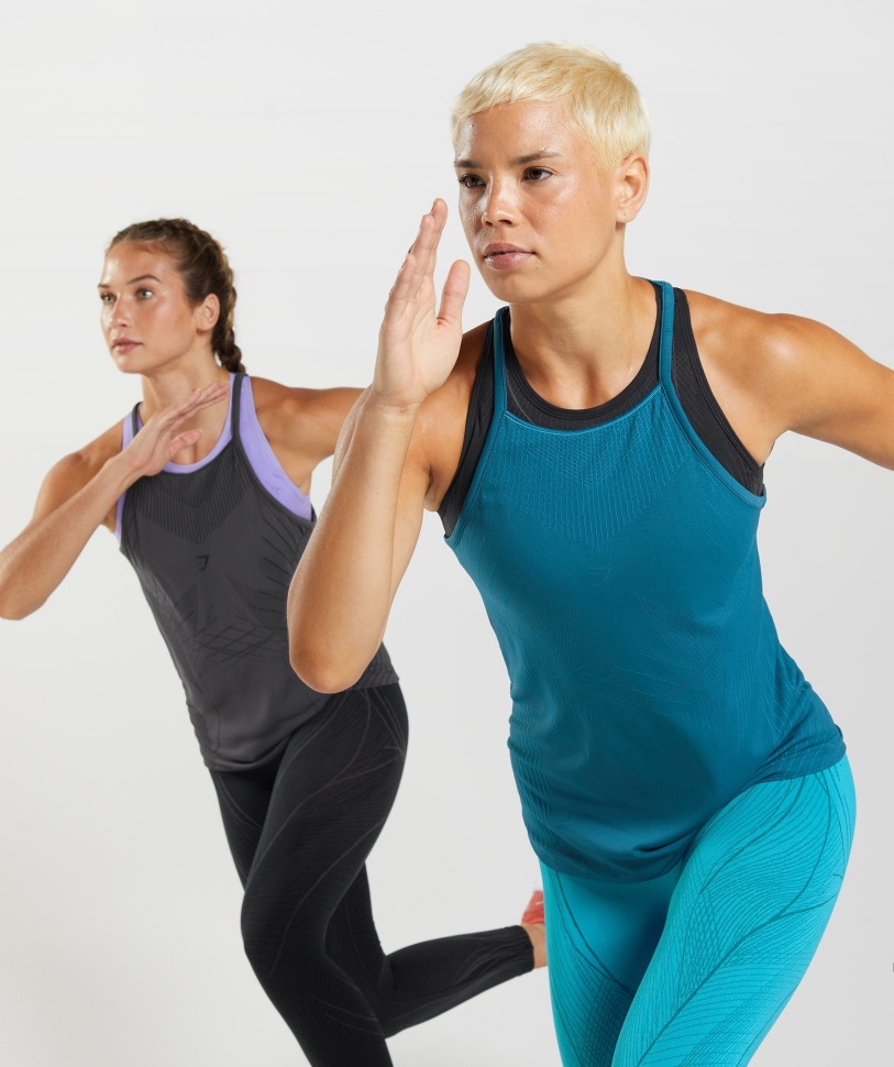 Gymshark Apex χωρίς ραφή δεξαμενή Ατλαντικό μπλε-καρχαρία μπλε