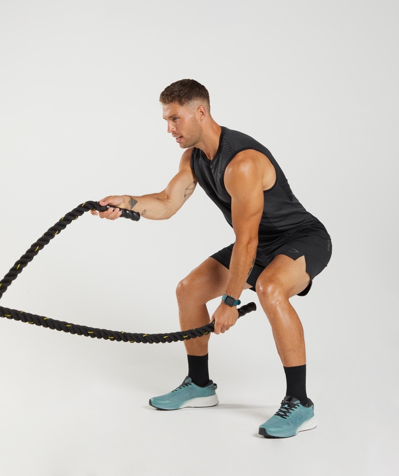 Gymshark Apex απρόσκοπτη δεξαμενή μαύρο-σιλουέτα γκρι