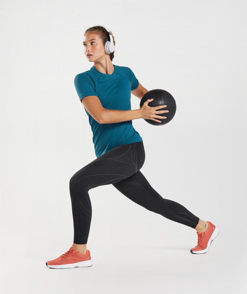 Gymshark Apex απρόσκοπτη κορυφή Ατλαντικό μπλε-καρχαρία μπλε