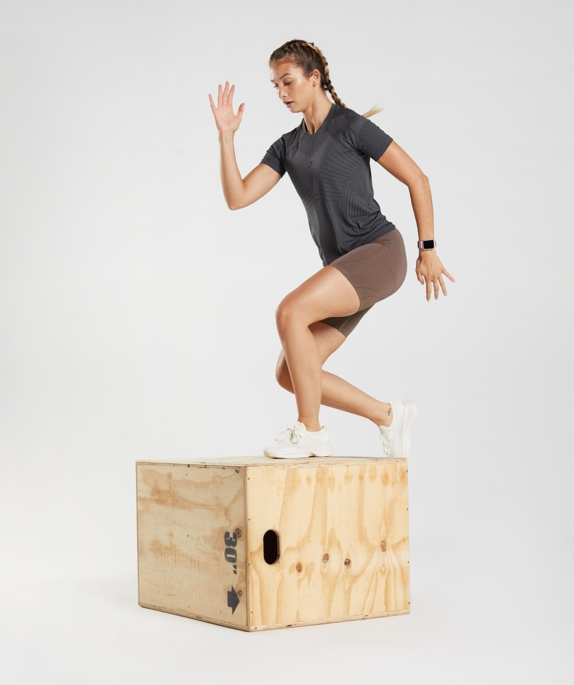 Gymshark Apex χωρίς ραφή κορυφή όνυχας γκρι-μαύρο