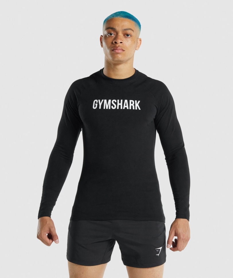 Gymshark Apollo μακρυμάνικο μπλουζάκι μαύρο