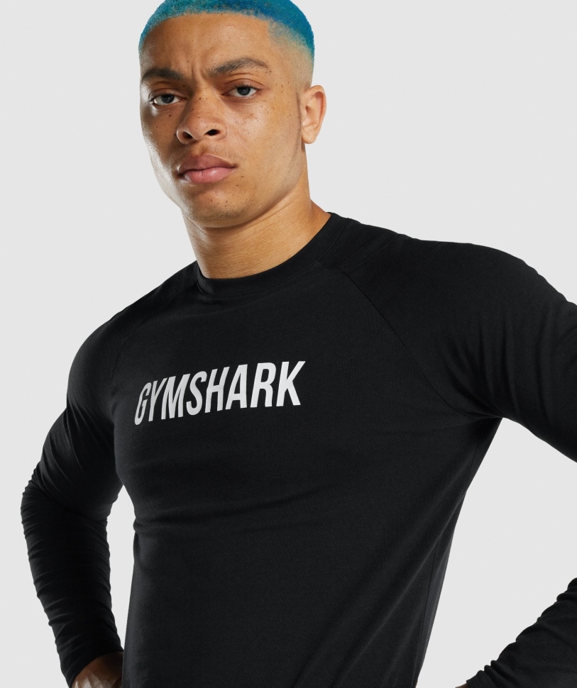 Gymshark Apollo μακρυμάνικο μπλουζάκι μαύρο