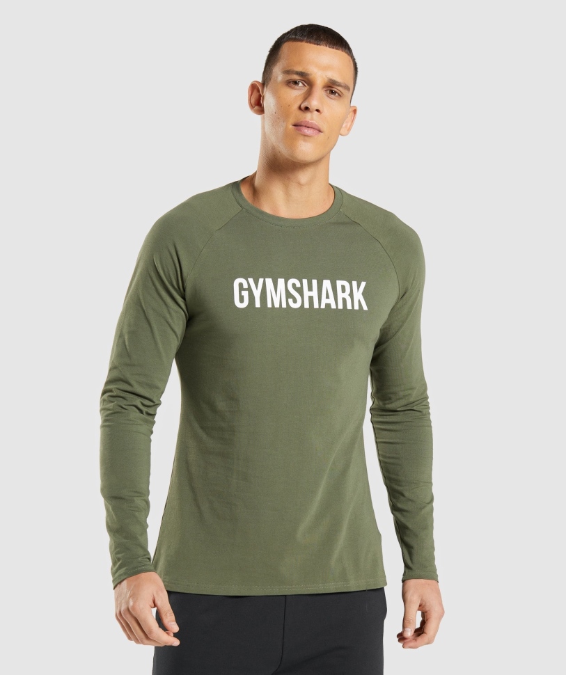 Gymshark Apollo μακρυμάνικο μπλουζάκι πυρήνα ελιάς