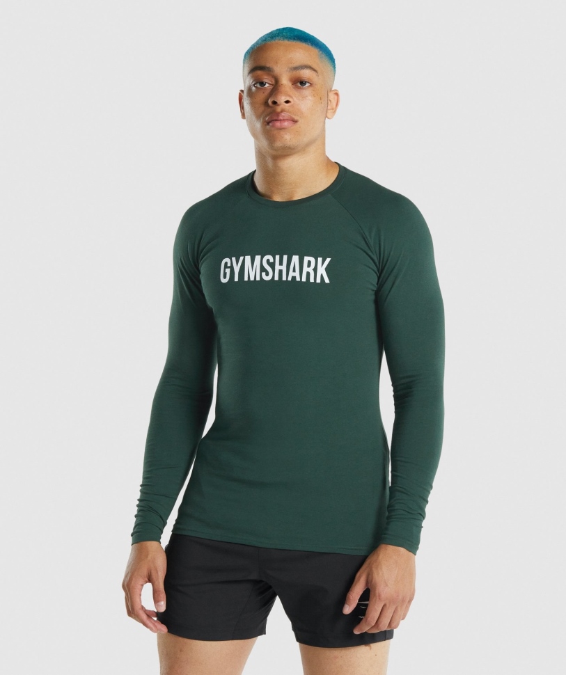 μακρυμάνικο μπλουζάκι Gymshark Apollo σκούρο πράσινο