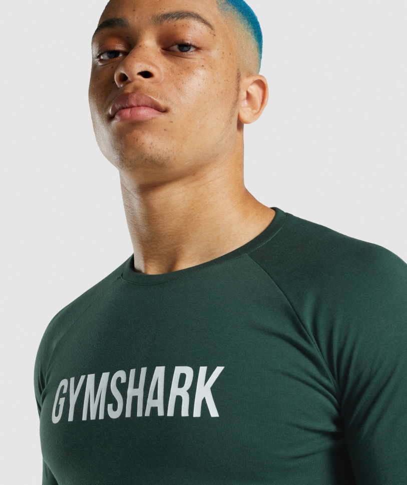 μακρυμάνικο μπλουζάκι Gymshark Apollo σκούρο πράσινο