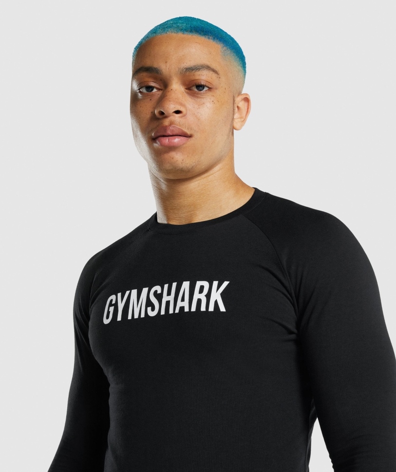 Gymshark Apollo μακρυμάνικο μπλουζάκι ανδρικό μαύρο