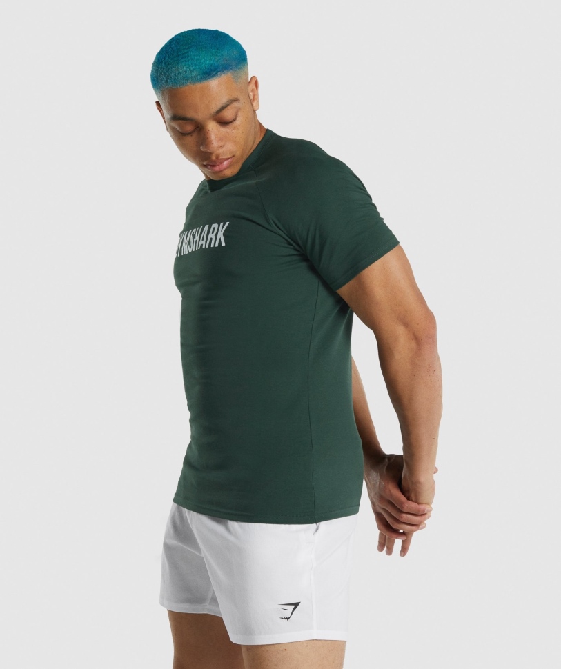 μπλουζάκι Gymshark Apollo σκούρο πράσινο