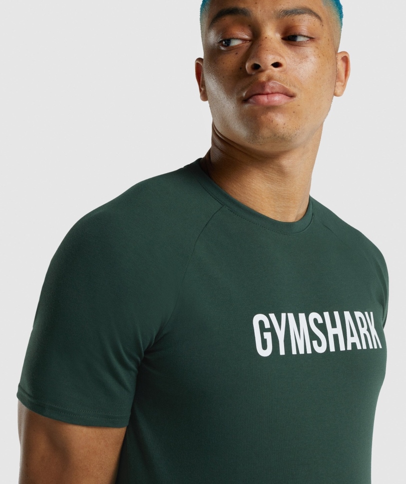 μπλουζάκι Gymshark Apollo σκούρο πράσινο