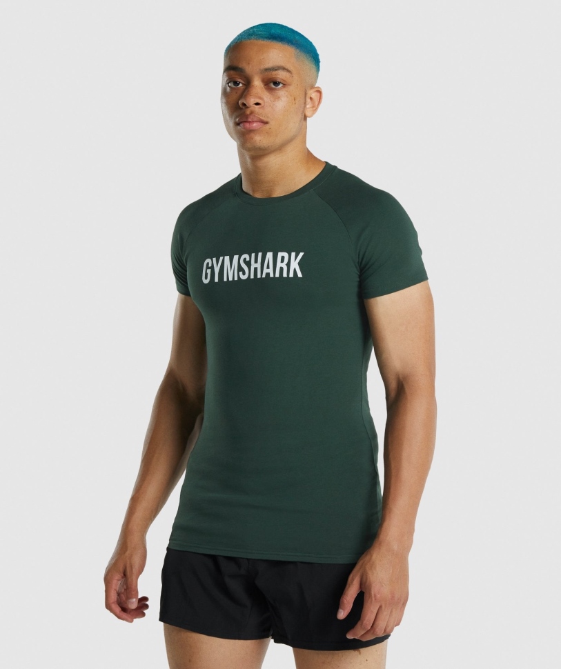 ανδρική μπλούζα Gymshark Apollo σκούρο πράσινο