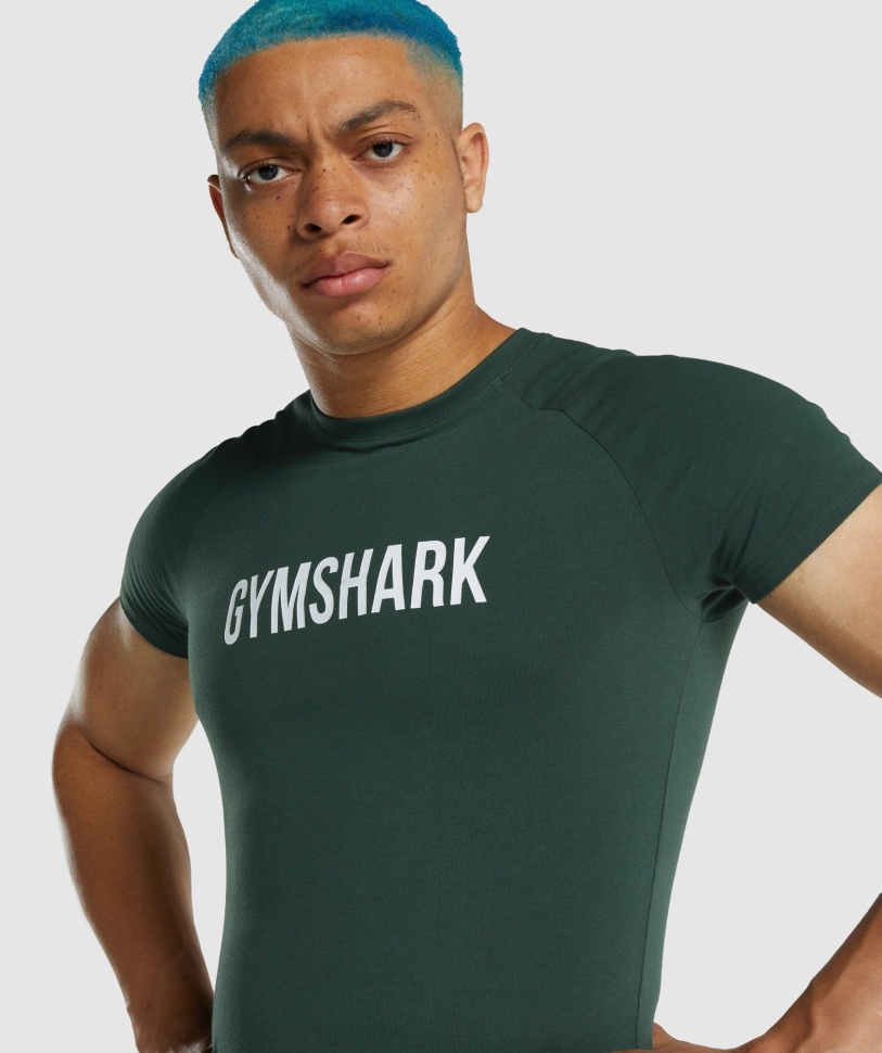 ανδρική μπλούζα Gymshark Apollo σκούρο πράσινο