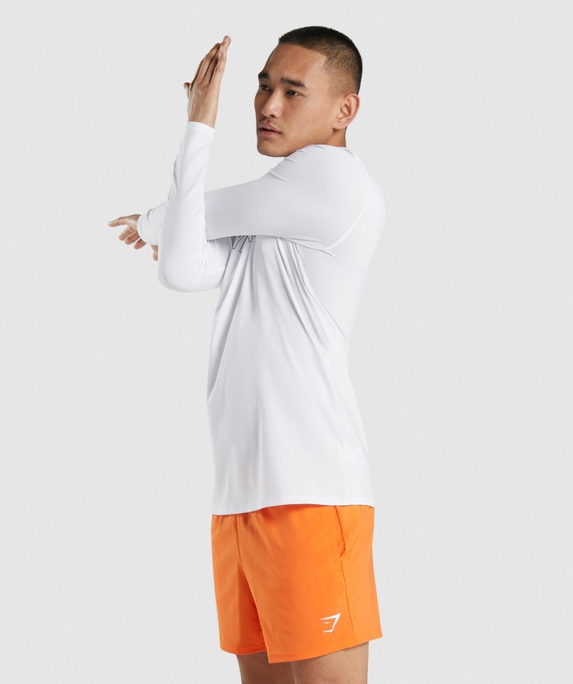 Gymshark άφιξης γραφικό μακρυμάνικο μπλουζάκι λευκό