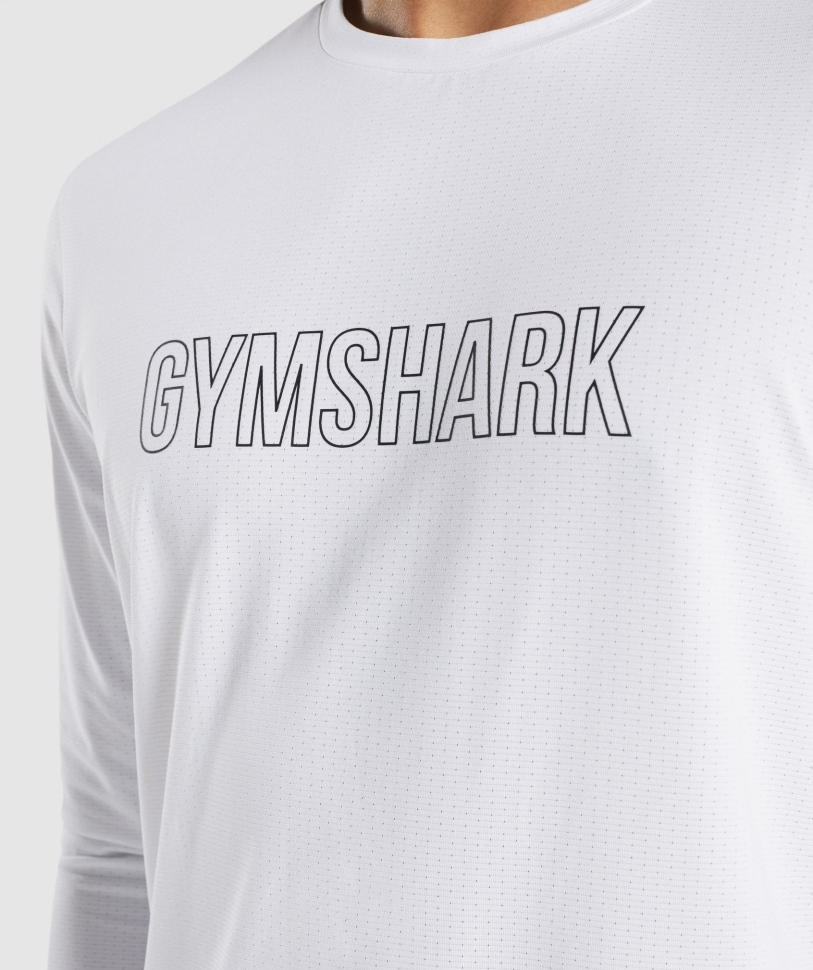 Gymshark άφιξης γραφικό μακρυμάνικο μπλουζάκι λευκό
