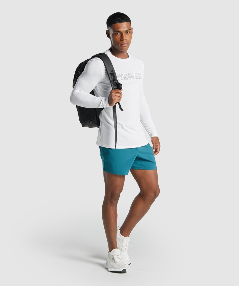 Gymshark άφιξης μακρυμάνικο γραφικό μπλουζάκι λευκό