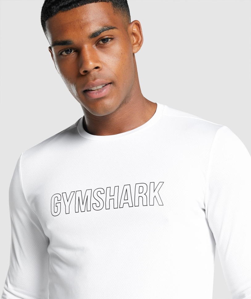 Gymshark άφιξης μακρυμάνικο γραφικό μπλουζάκι λευκό