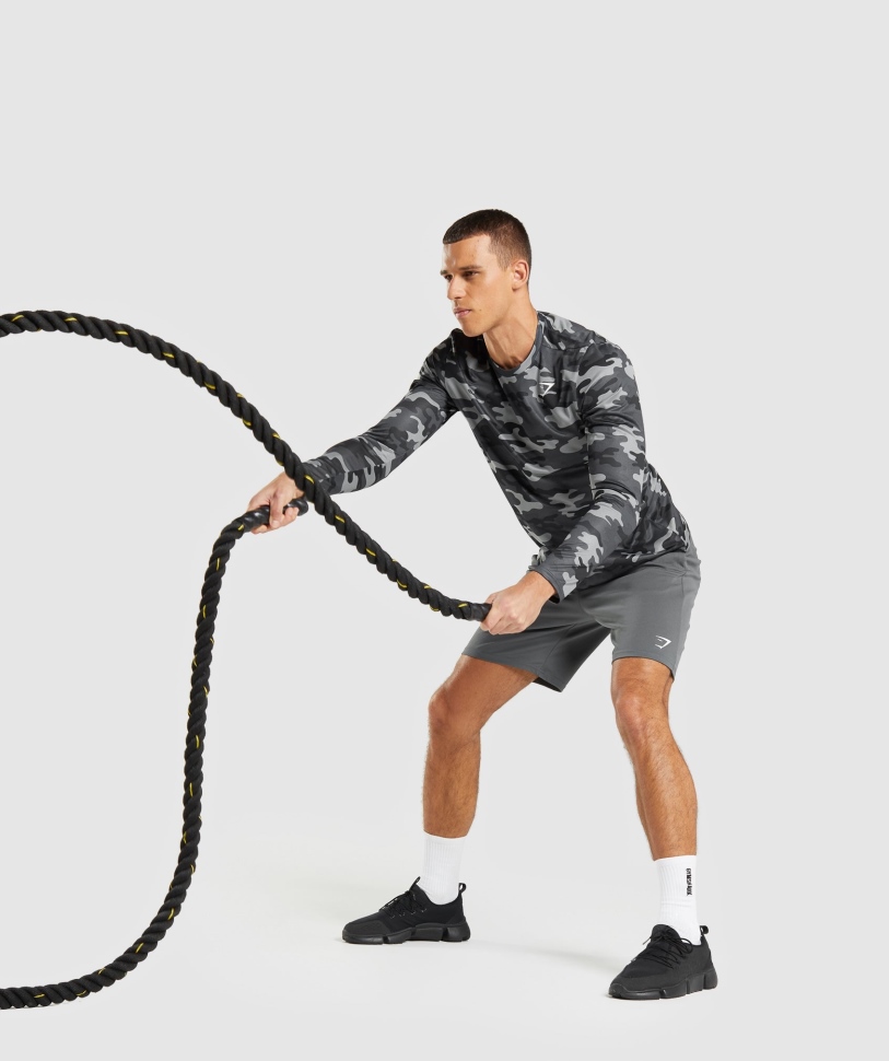 Gymshark άφιξης με μακρυμάνικο μπλουζάκι σε γκρι στάμπα