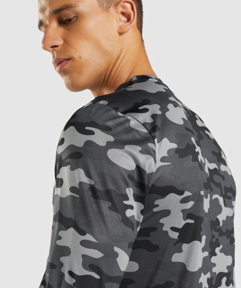 Gymshark άφιξης με μακρυμάνικο μπλουζάκι σε γκρι στάμπα