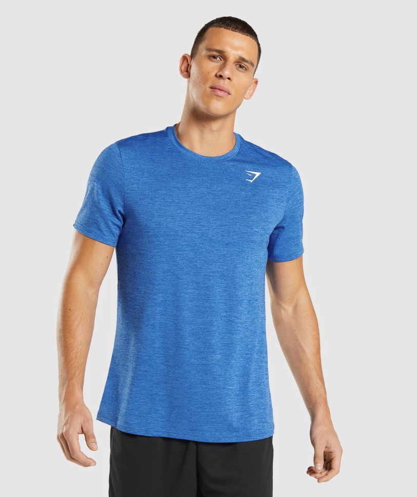 μπλουζάκι μπλουζάκι από μάργες άφιξης Gymshark Blue-javelin Blue Marl