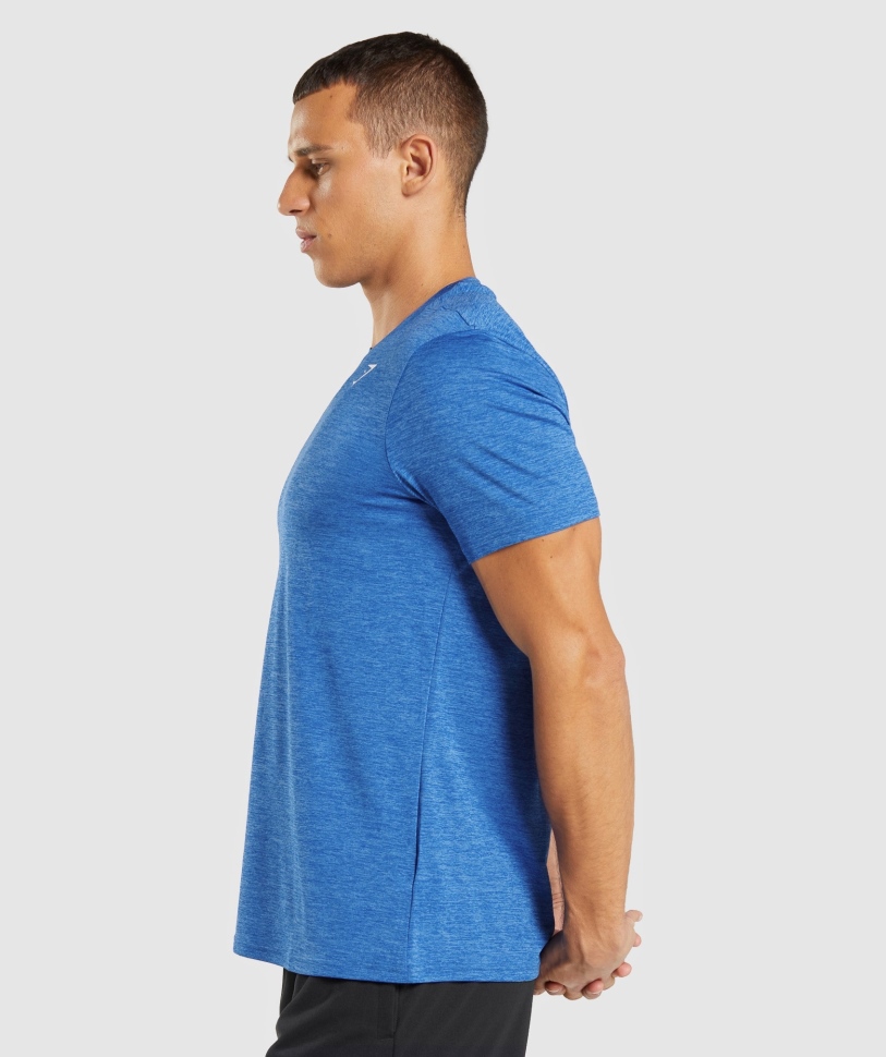 μπλουζάκι μπλουζάκι από μάργες άφιξης Gymshark Blue-javelin Blue Marl