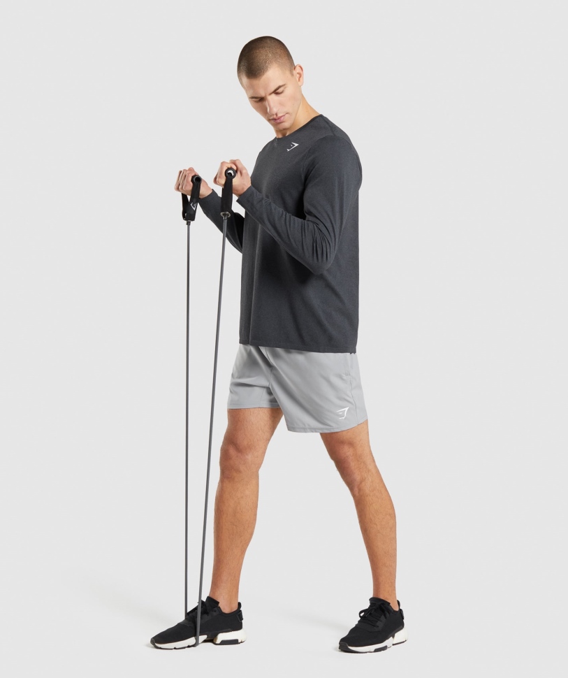 Gymshark άφιξη απρόσκοπτη μακρυμάνικη μπλούζα μαύρη μάργα