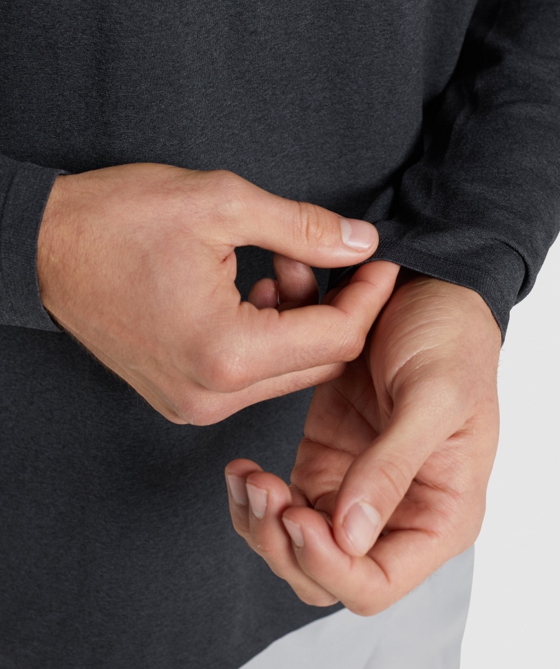 Gymshark άφιξη απρόσκοπτη μακρυμάνικη μπλούζα μαύρη μάργα