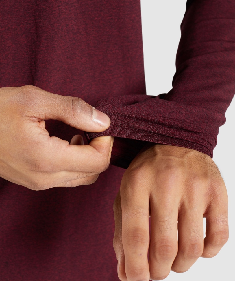 Gymshark άφιξη απρόσκοπτη μακρυμάνικη μπλούζα μπορντό κόκκινη μάργα