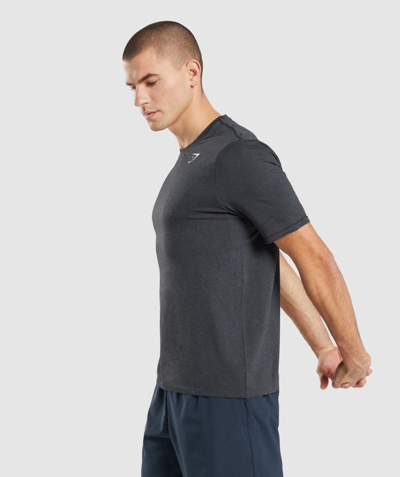 Gymshark άφιξη χωρίς ραφή μπλουζάκι μαύρη μάργα