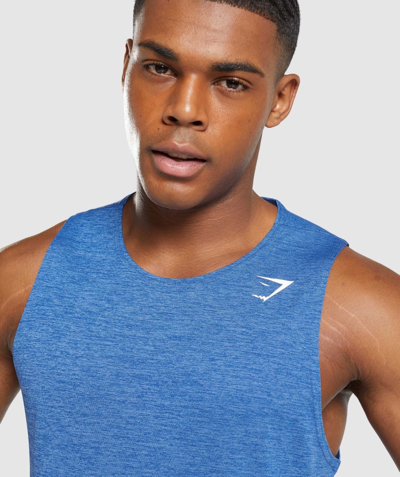 άφιξη Gymshark Slim Marl Tank Blue-javelin Blue Marl
