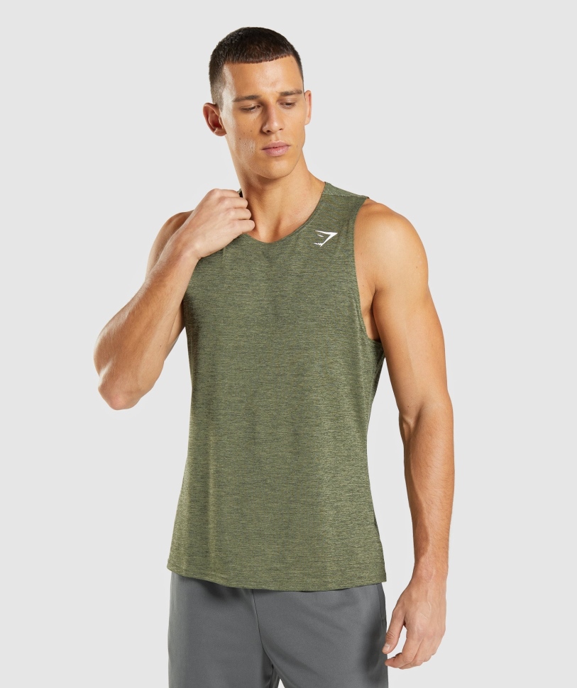 Gymshark άφιξη Slim Marl Tank Core Olive-olive Marl