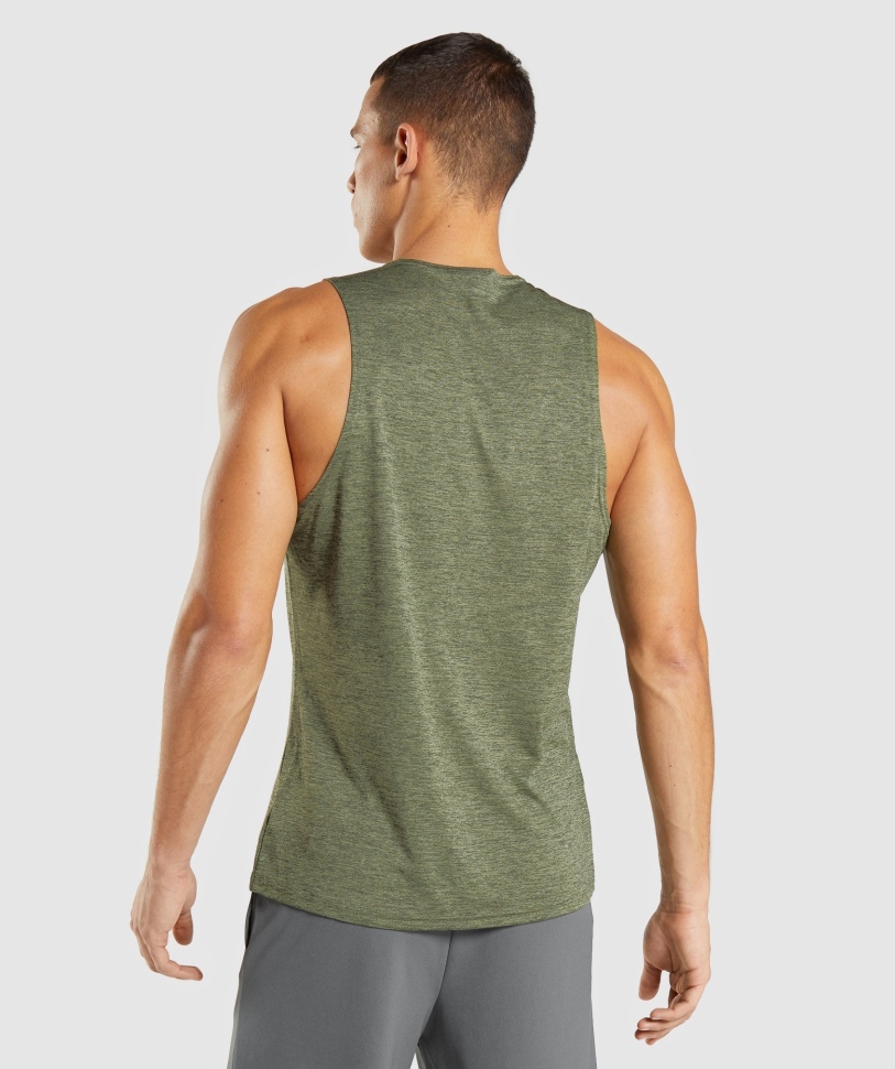 Gymshark άφιξη Slim Marl Tank Core Olive-olive Marl
