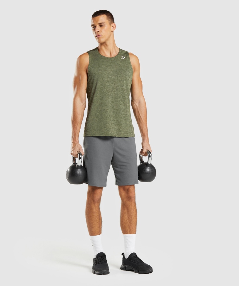 Gymshark άφιξη Slim Marl Tank Core Olive-olive Marl
