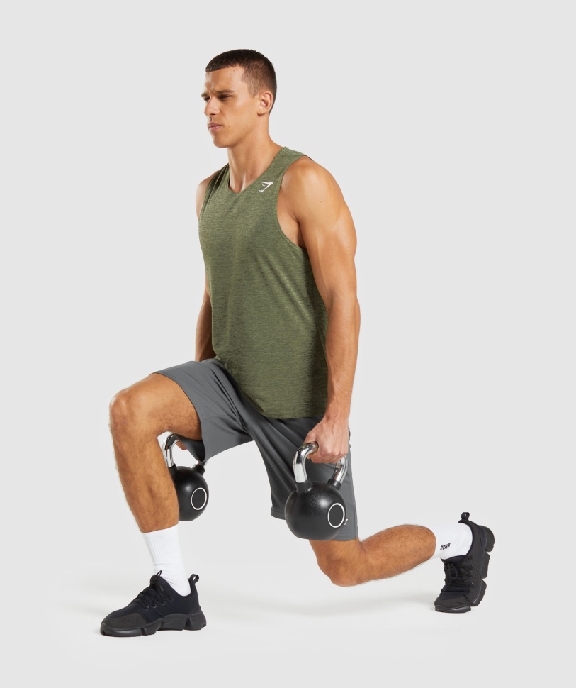 Gymshark άφιξη Slim Marl Tank Core Olive-olive Marl