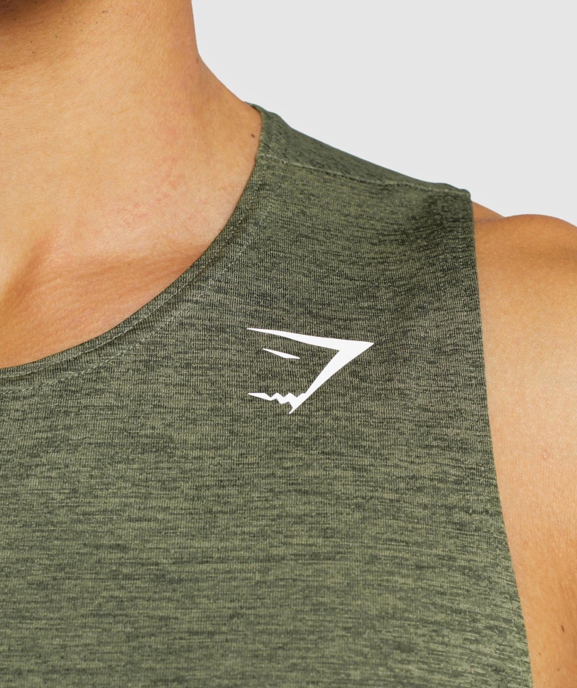 Gymshark άφιξη Slim Marl Tank Core Olive-olive Marl