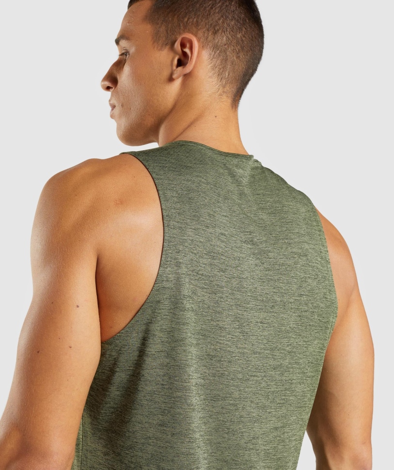 Gymshark άφιξη Slim Marl Tank Core Olive-olive Marl
