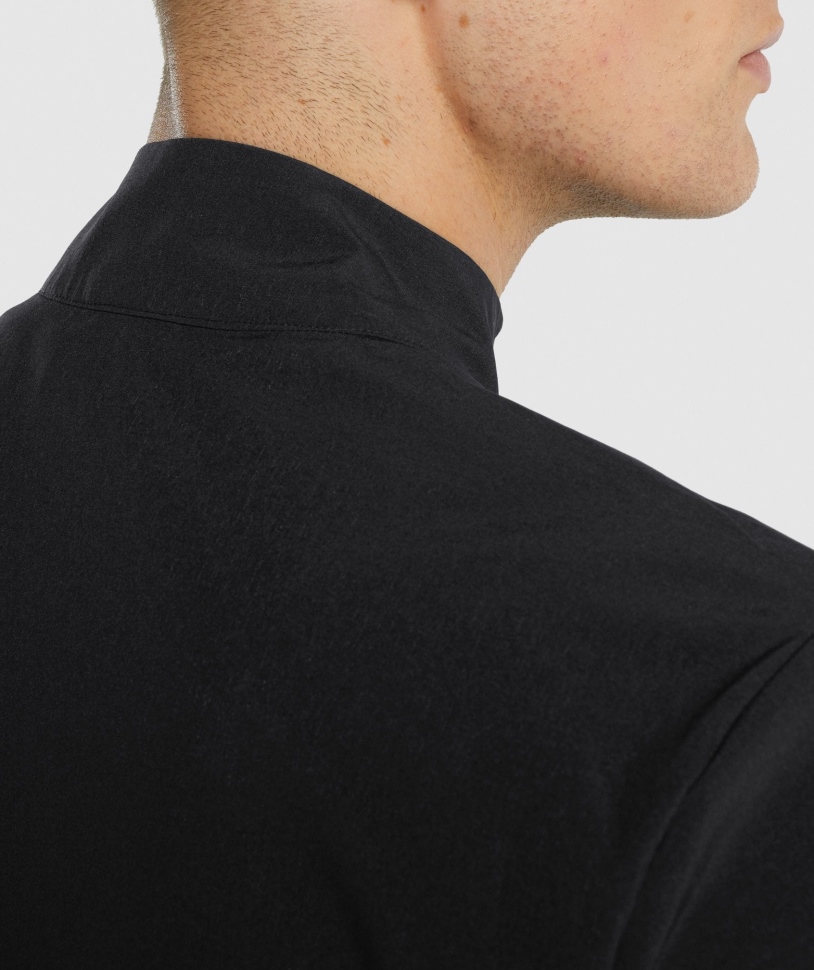 Gymshark άφιξης υφαντό πλήρες μαύρο σακάκι με φερμουάρ