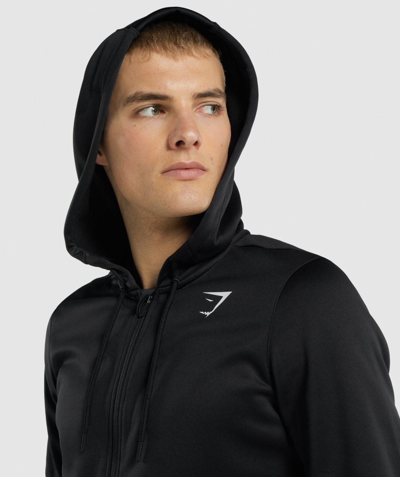 Γυμναστήριο άφιξης με φερμουάρ μέχρι μαύρο Hoodie