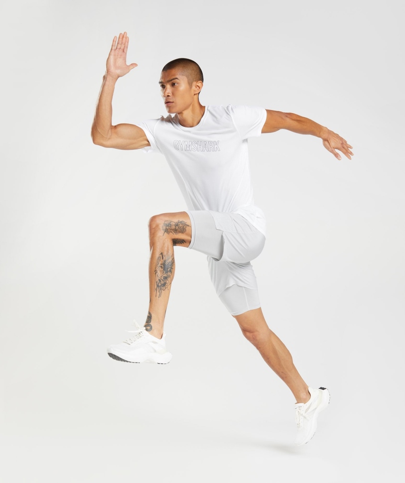 Gymshark Aspect 2 σε 1 κοντό ανοιχτό γκρι